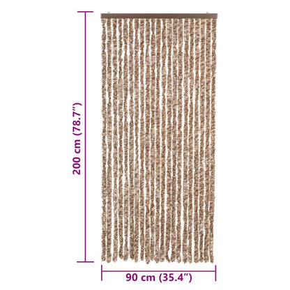 Fliegenvorhang Beige und Dunkelbraun 90x200 cm Chenille