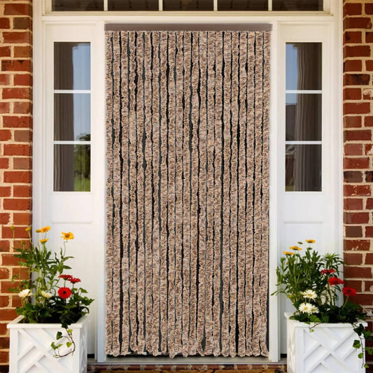 Fliegenvorhang Beige und Dunkelbraun 90x200 cm Chenille