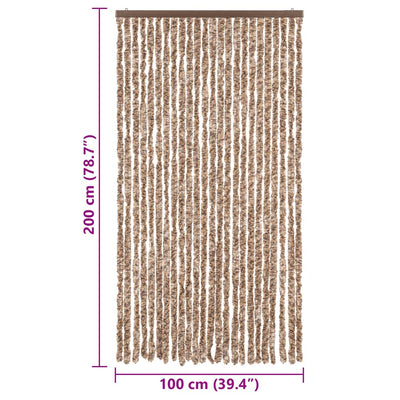 Fliegenvorhang Beige und Dunkelbraun 100x200 cm Chenille