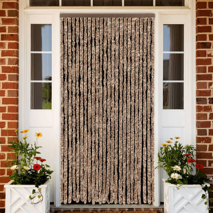 Fliegenvorhang Beige und Dunkelbraun 100x200 cm Chenille