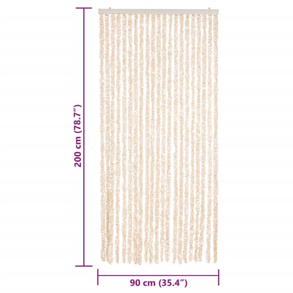 Fliegenvorhang Beige und Weiß 90x200 cm Chenille