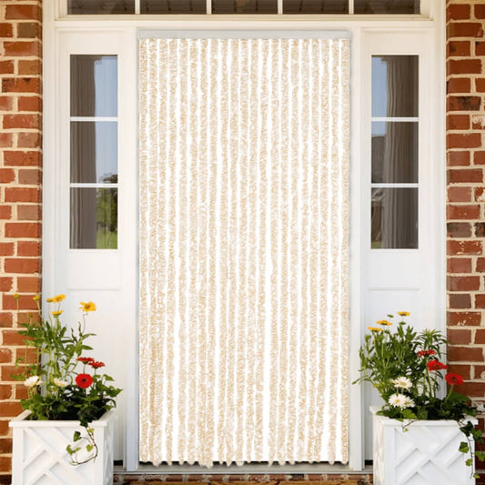 Fliegenvorhang Beige und Weiß 90x220 cm Chenille