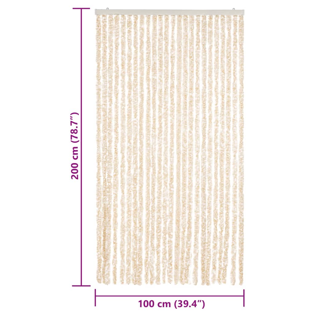 Fliegenvorhang Beige und Weiß 100x200 cm Chenille