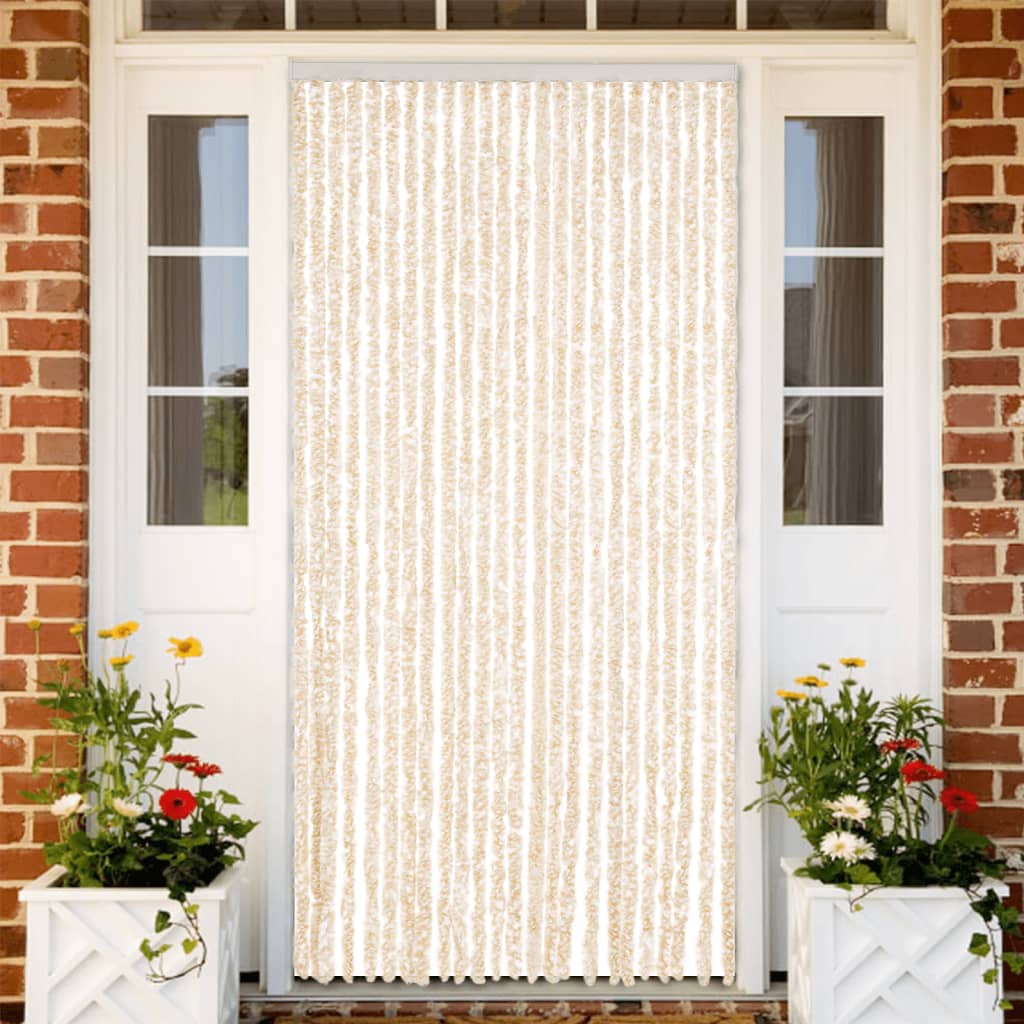 Fliegenvorhang Beige und Weiß 100x220 cm Chenille