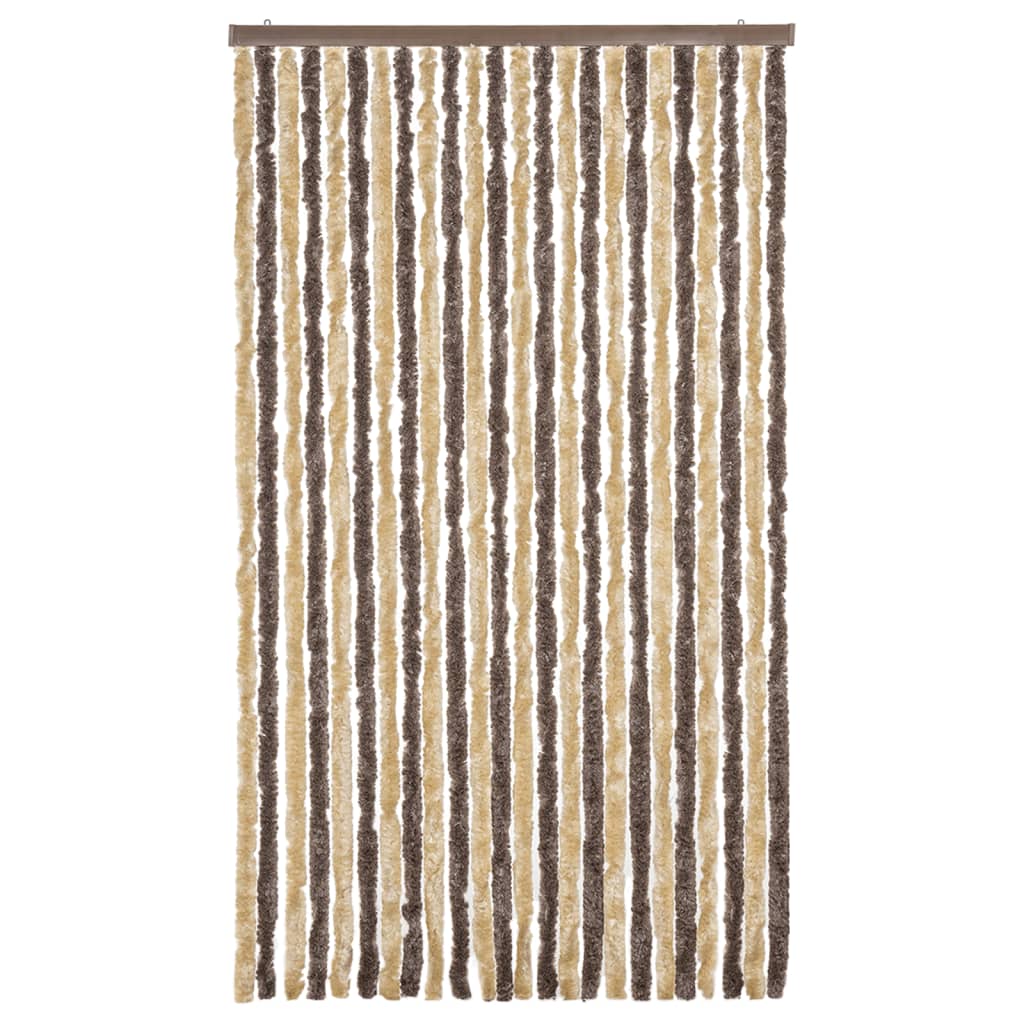 Fliegenvorhang Dunkelbraun und Beige 100x200 cm Chenille