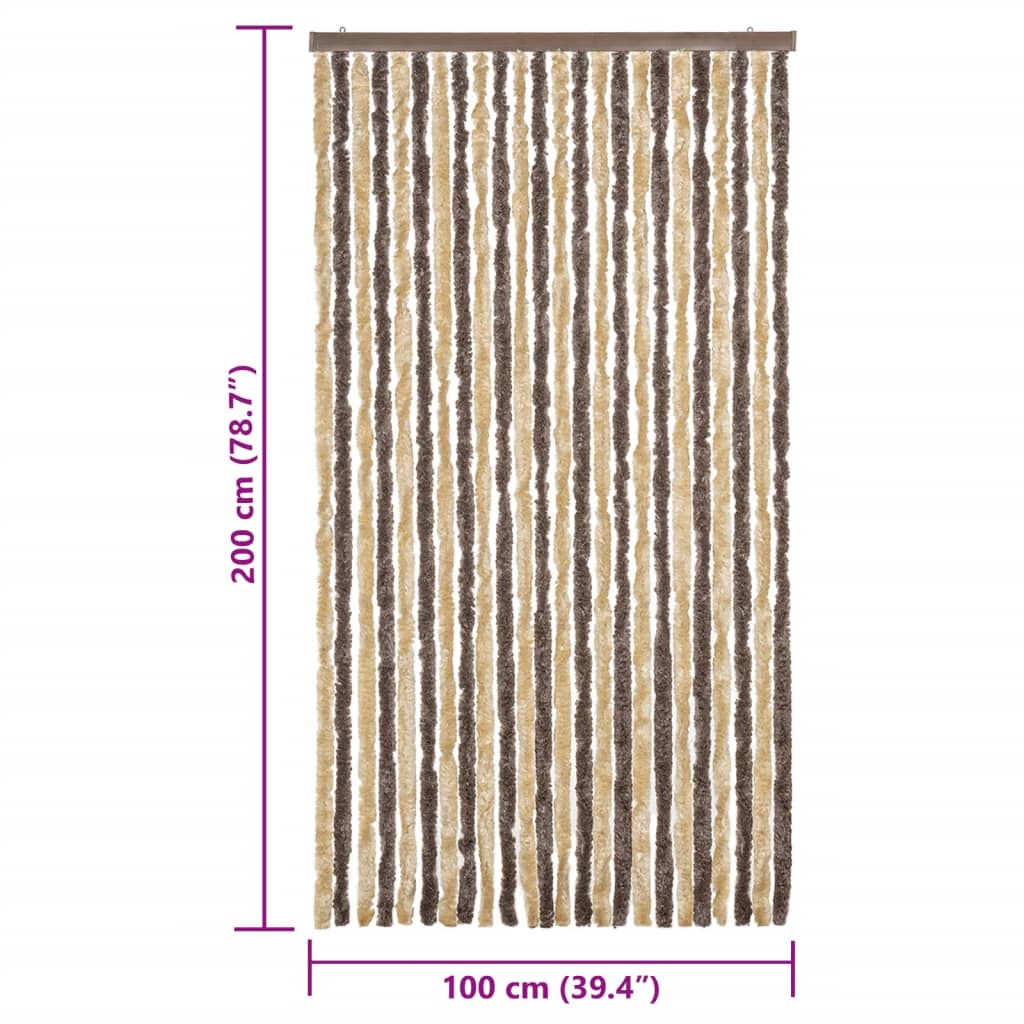 Fliegenvorhang Dunkelbraun und Beige 100x200 cm Chenille