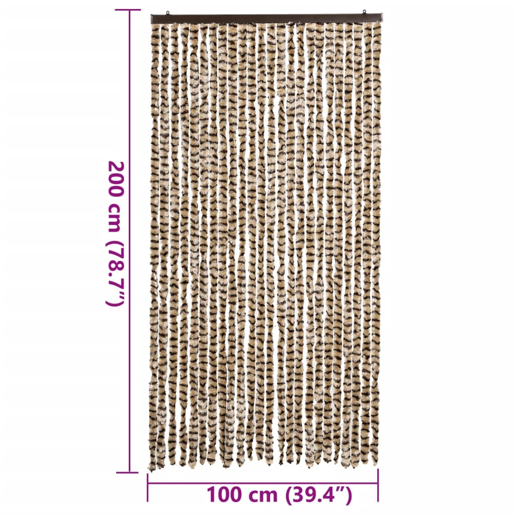 Fliegenvorhang Beige und Braun 100x200 cm Chenille