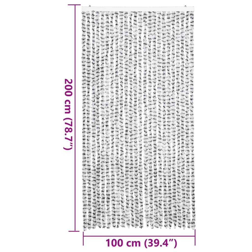 Fliegenvorhang Hellgrau und Dunkelgrau 100x200 cm Chenille