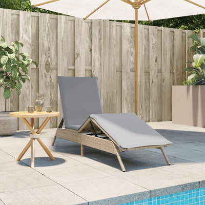 Sonnenliege mit Auflage Beige Poly Rattan