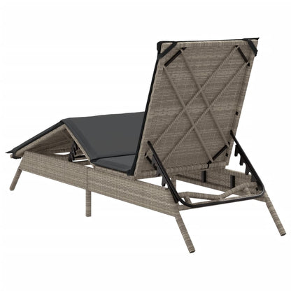 Sonnenliege mit Auflage Hellgrau Poly Rattan