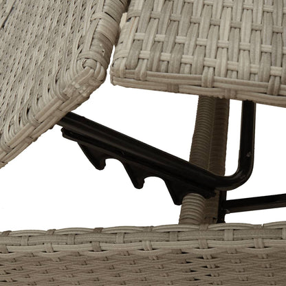 Sonnenliegen 2 Stk. mit Tisch Hellgrau Poly Rattan