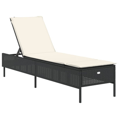 Sonnenliege mit Auflage Schwarz Poly-Rattan