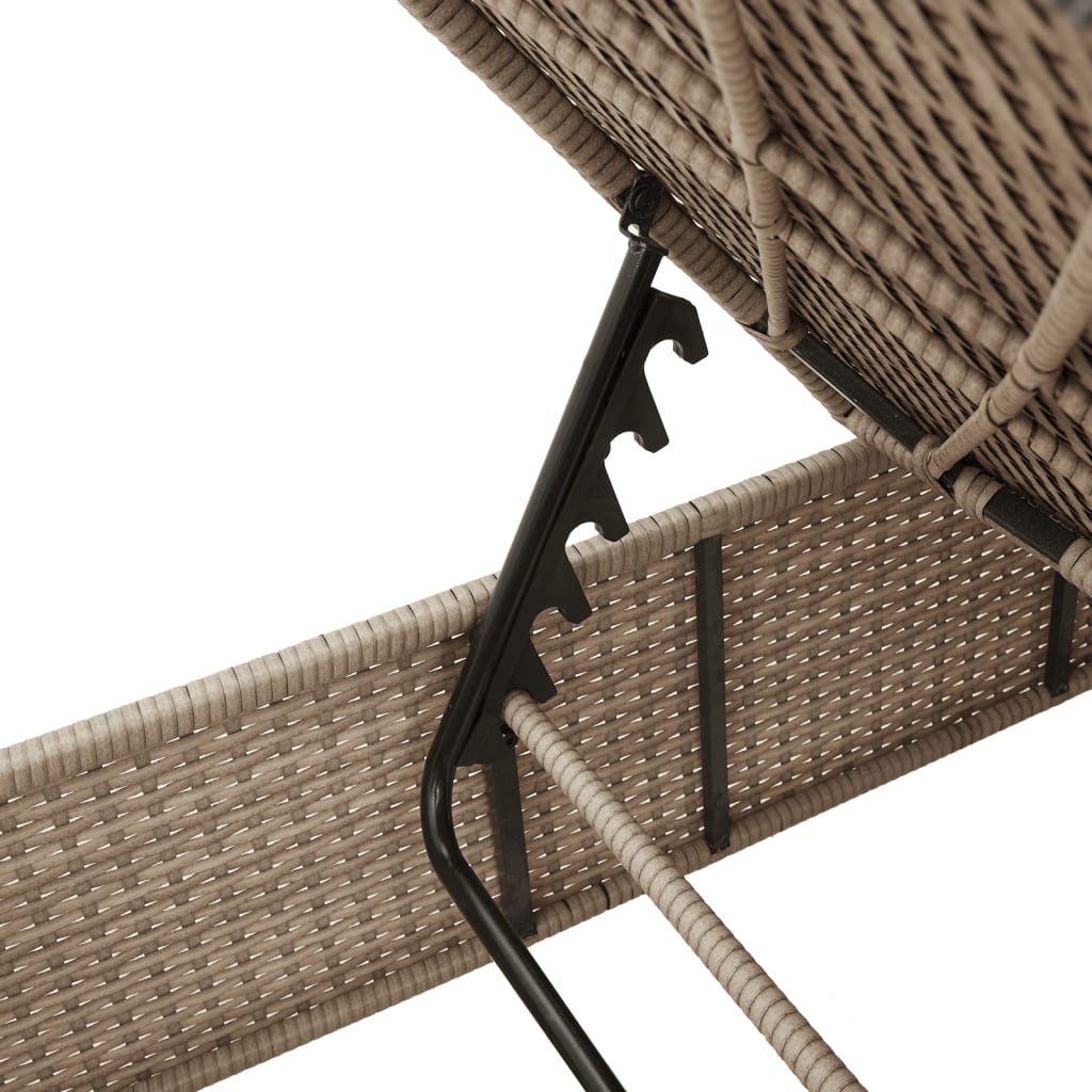 Sonnenliege mit Auflage Beige Poly Rattan