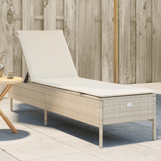 Sonnenliege mit Auflage Beige Poly Rattan