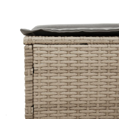 Sonnenliege mit Tisch und Auflage Beige Poly Rattan