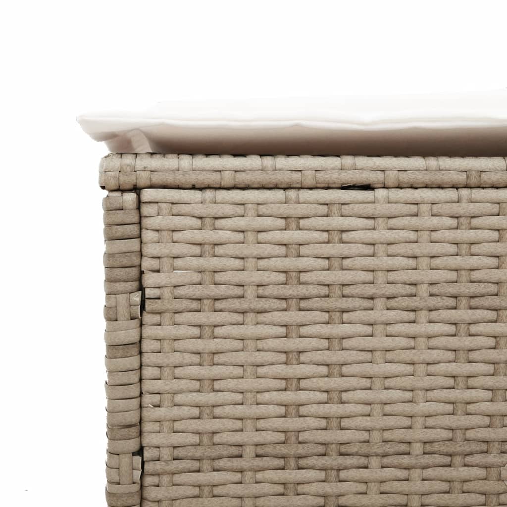 Sonnenliege mit Tisch und Auflage Beige Poly Rattan