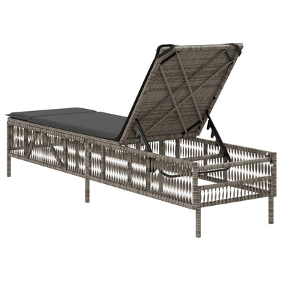 Sonnenliege mit Auflage Grau Poly Rattan