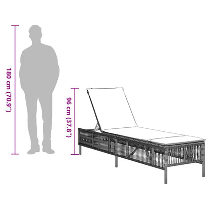 Sonnenliege mit Auflage Hellgrau Poly Rattan