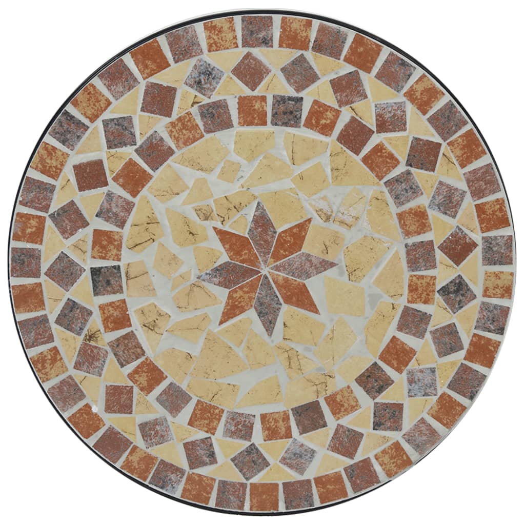 Mosaik-Bistrotisch Terrakottarot und Weiß Ø50x70 cm Keramik