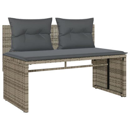 4-tlg. Garten-Sofagarnitur mit Kissen Grau Poly Rattan