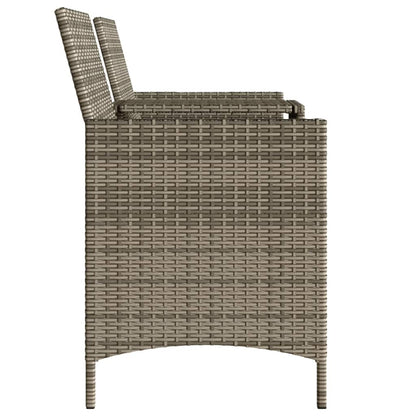 Gartensofa 2-Sitzer mit Tisch und Hockern Grau Poly Rattan