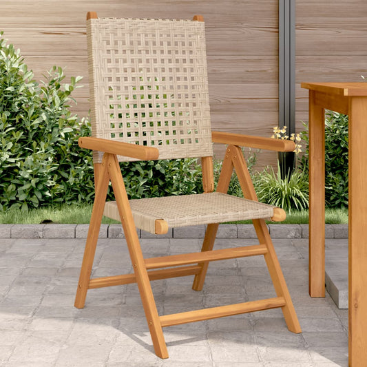 Gartenstühle 2 Stk. Beige Massivholz Akazie und Poly Rattan