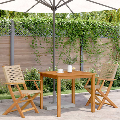 Gartenstühle 2 Stk. Beige Massivholz Akazie und Poly Rattan