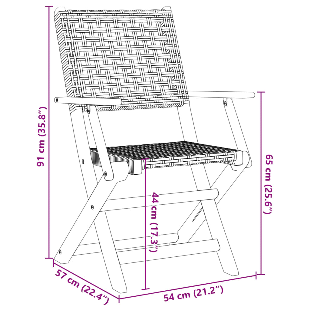 Gartenstühle 2 Stk. Beige Massivholz Akazie und Poly Rattan