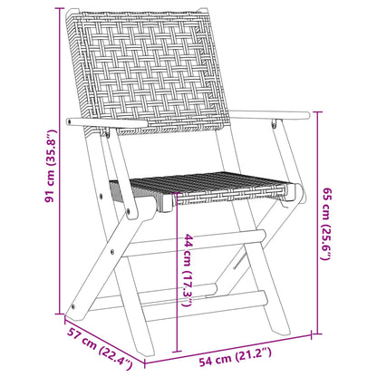 Gartenstühle 2 Stk. Beige Massivholz Akazie und Poly Rattan