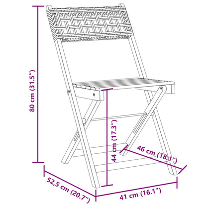 Bistrostühle 2 Stk. Schwarz Massivholz Akazie und Poly Rattan