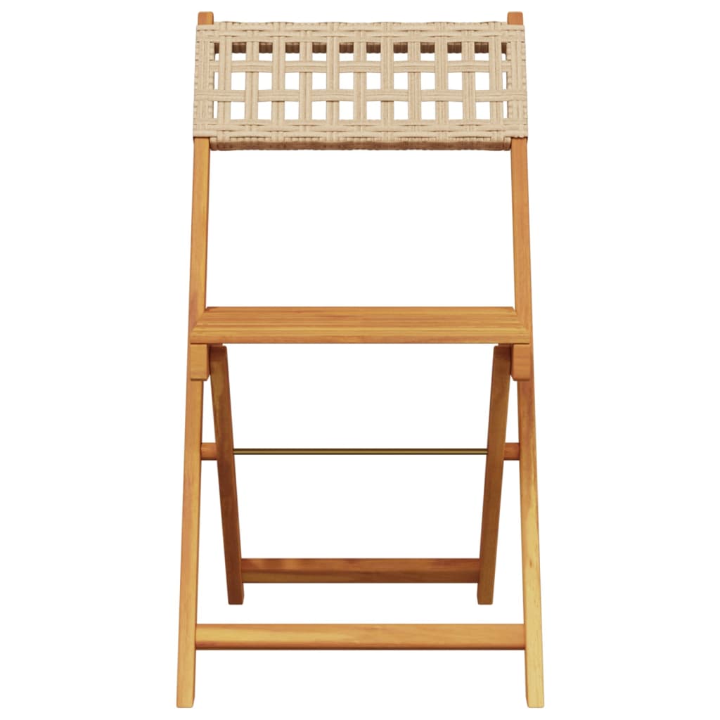 Bistrostühle 2 Stk. Beige Massivholz Akazie und Poly-Rattan