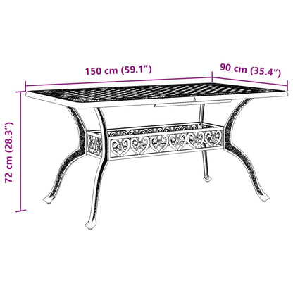 Gartentisch Bronzen 150x90x72 cm Aluminiumguss