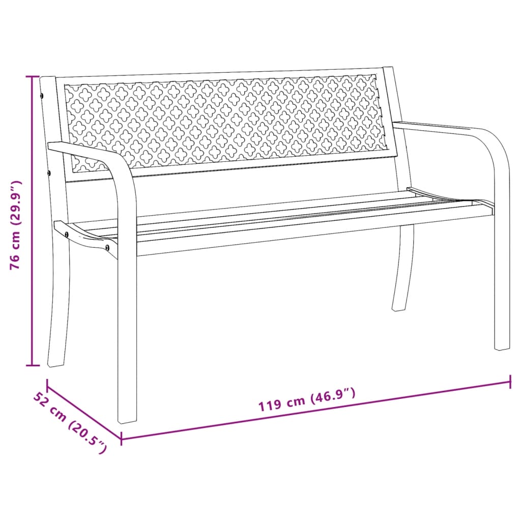 Gartenbank 119 cm Schwarz Stahl