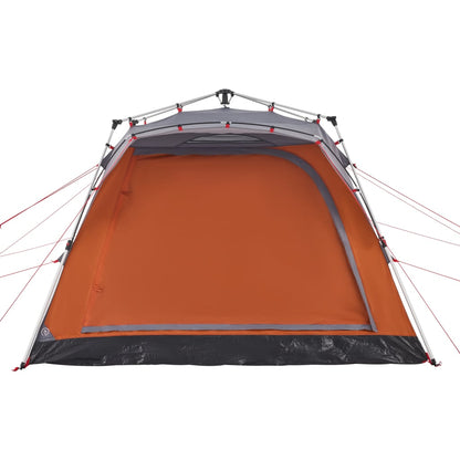 Campingzelt 4 Personen Grau und Orange Quick Release