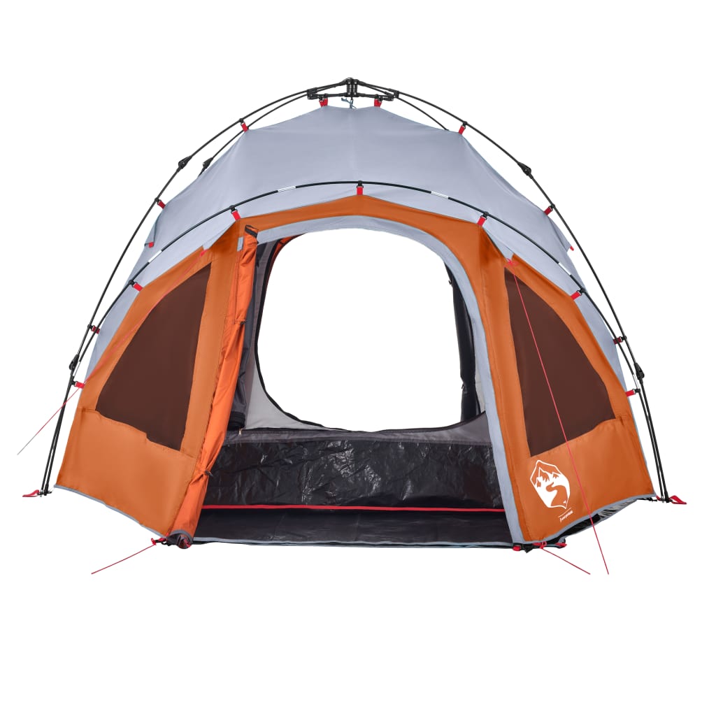 Kuppel-Campingzelt 3 Personen Grau und Orange Quick Release