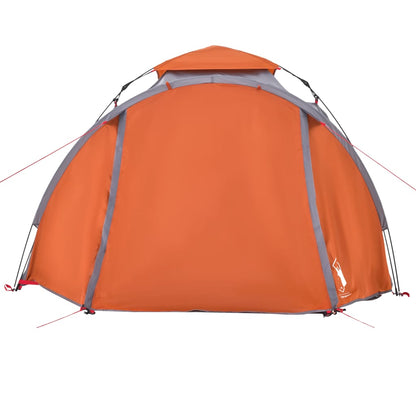 Kuppel-Campingzelt 3 Personen Grau und Orange Quick Release