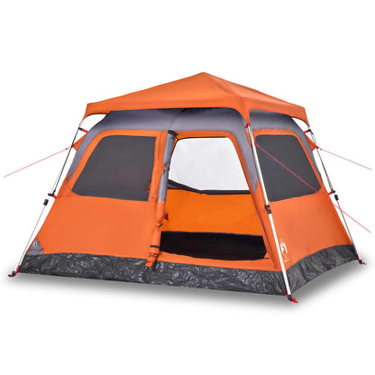 Kuppel-Campingzelt 4 Personen Grau und Orange Quick Release