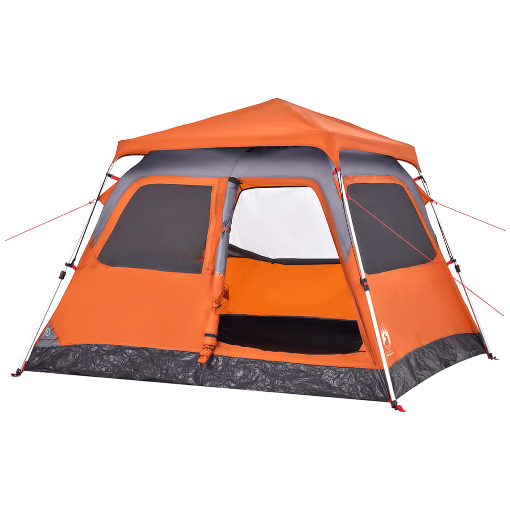 Kuppel-Campingzelt 4 Personen Grau und Orange Quick Release