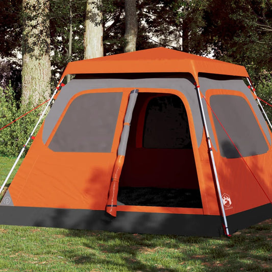 Kuppel-Campingzelt 4 Personen Grau und Orange Quick Release