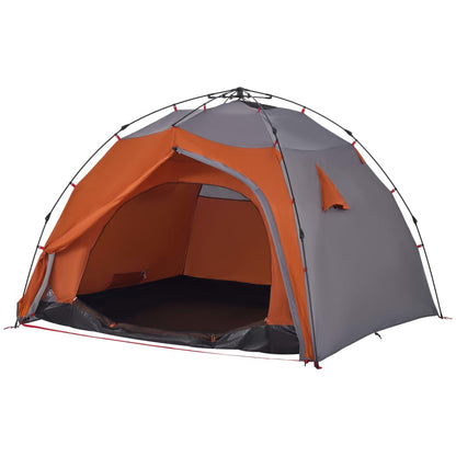 Kuppel-Campingzelt 4 Personen Grau und Orange Quick Release