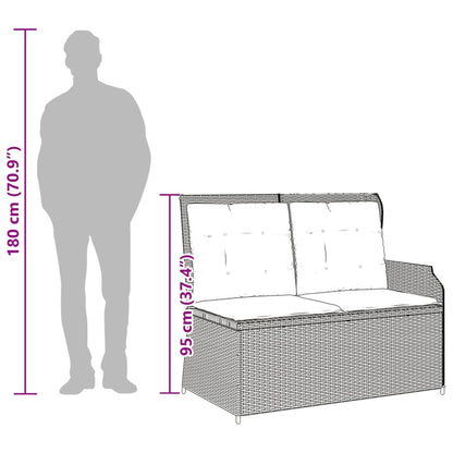 Gartenbank Verstellbar mit Kissen Braun Poly Rattan