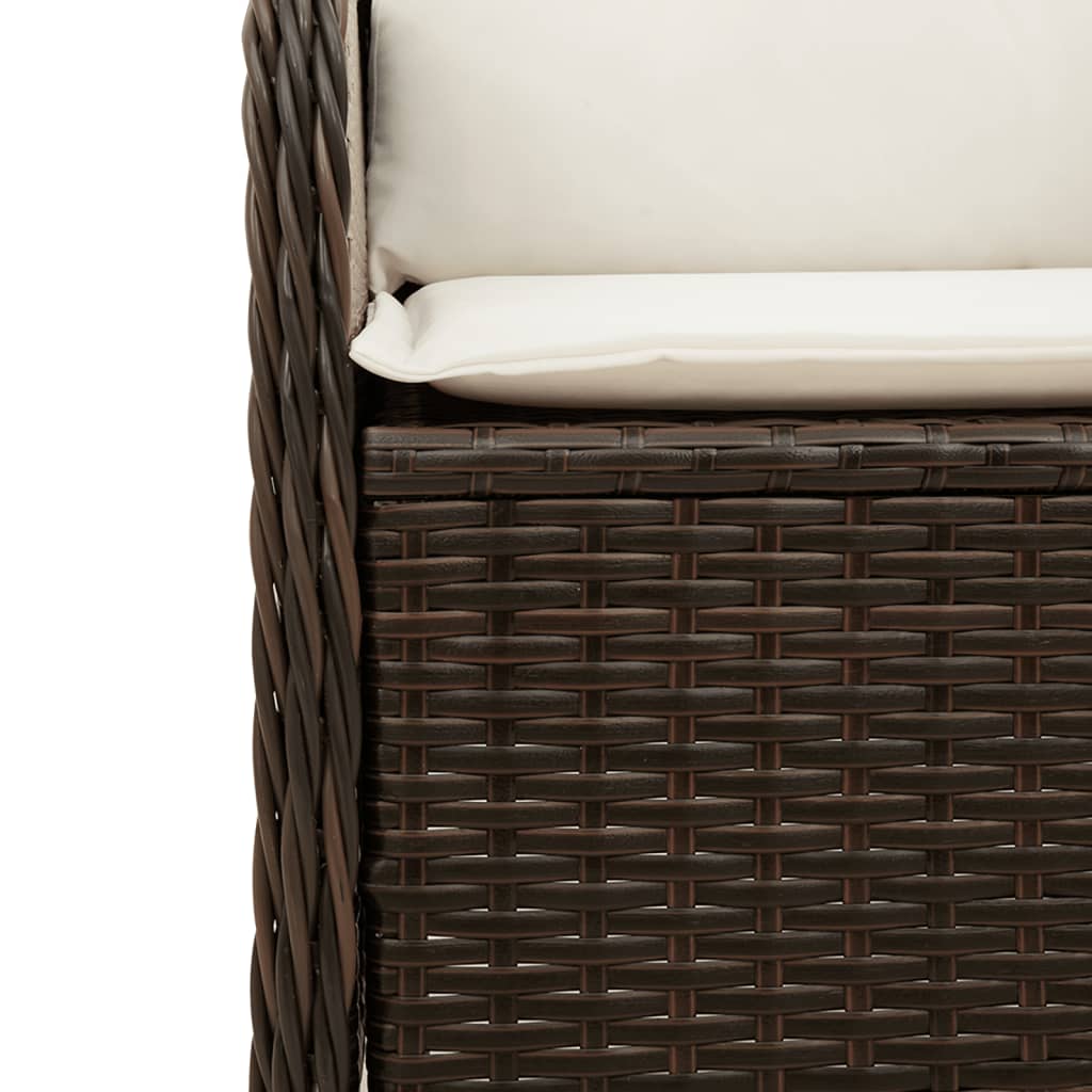 Gartenbank Verstellbar mit Kissen Braun Poly Rattan