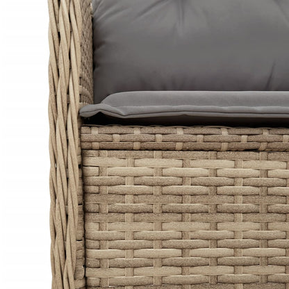 Gartenbank Verstellbar mit Kissen Beige Poly Rattan