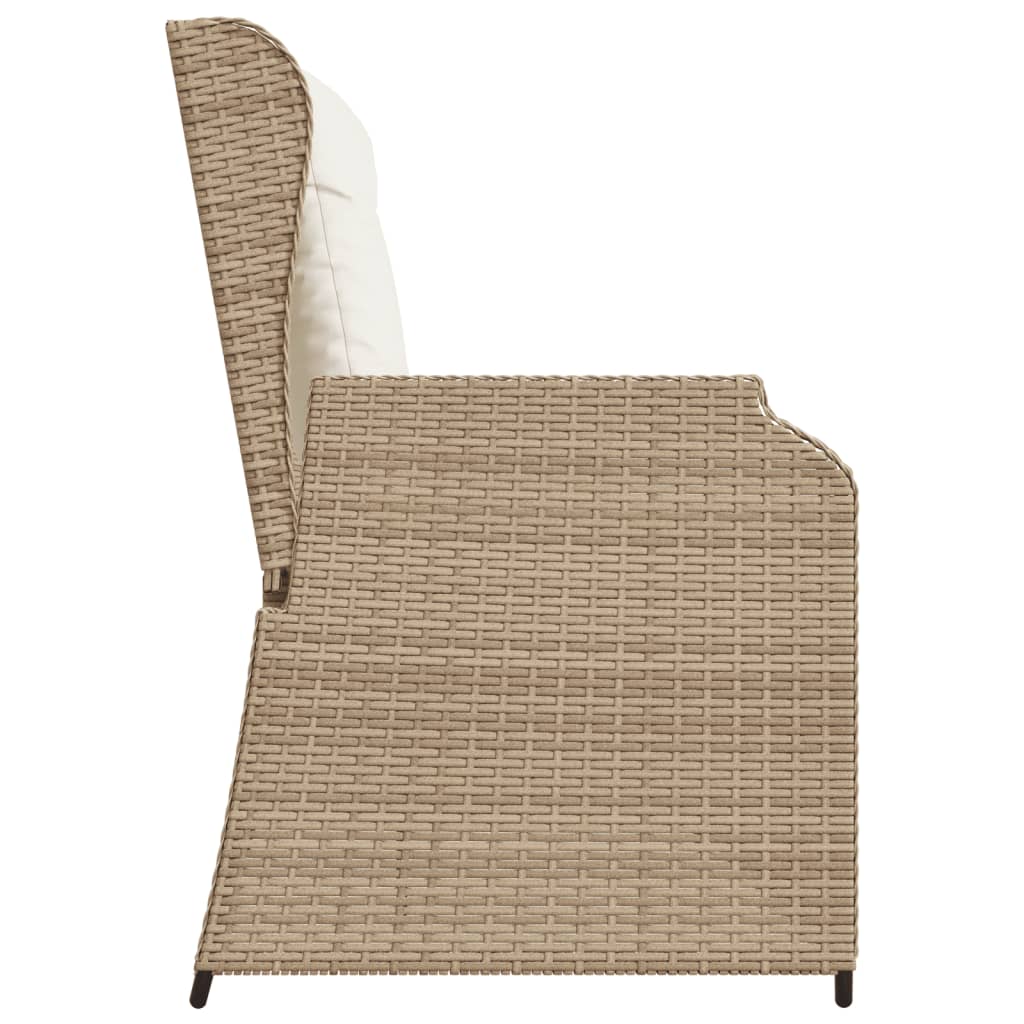 Gartenbank Verstellbar mit Kissen Beige Poly Rattan