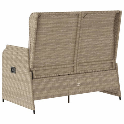 Gartenbank Verstellbar mit Kissen Beige Poly Rattan