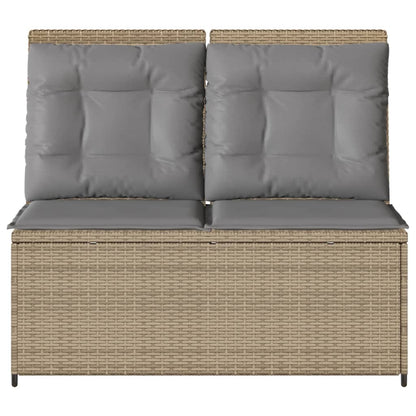 Gartenbank Verstellbar mit Kissen Beige Poly Rattan