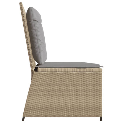 Gartenbank Verstellbar mit Kissen Beige Poly Rattan