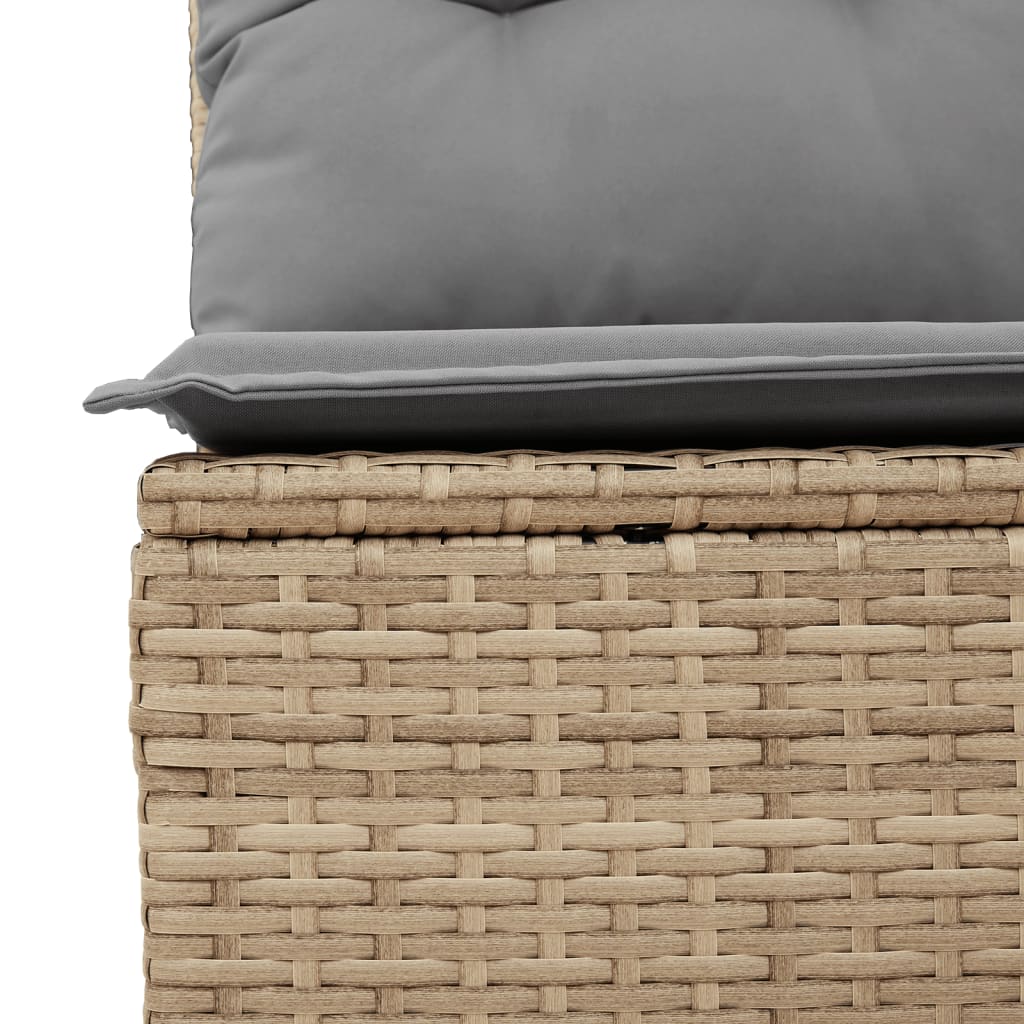 Gartenbank Verstellbar mit Kissen Beige Poly Rattan