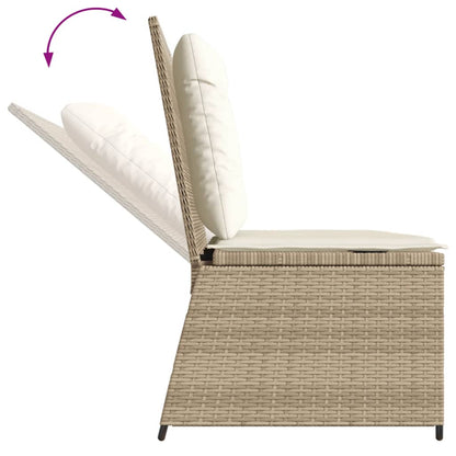 Gartenbank Verstellbar mit Kissen Beige Poly Rattan