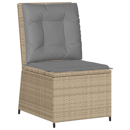 Gartensessel mit Liegefunktion und Kissen Beige Poly Rattan